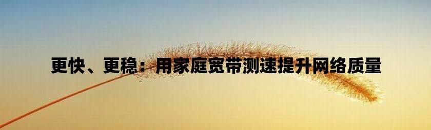 更快、更稳：用家庭宽带测速提升网络质量