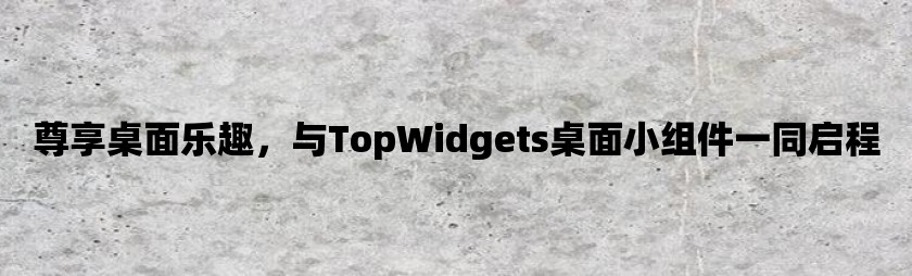 尊享桌面乐趣，与topwidgets桌面小组件一同启程