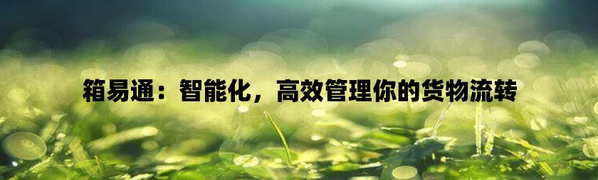 箱易通：智能化，高效管理你的货物流转