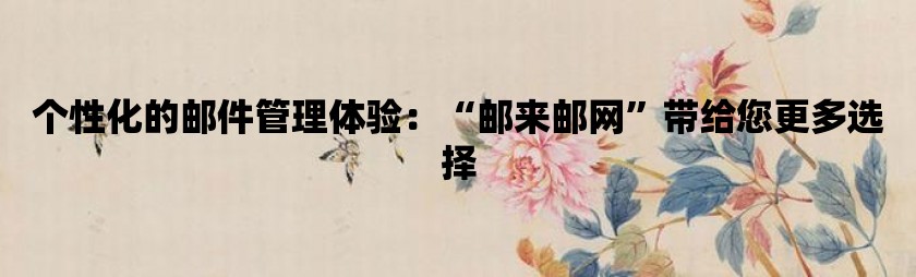 个性化的邮件管理体验：“邮来邮网”带给您更多选择
