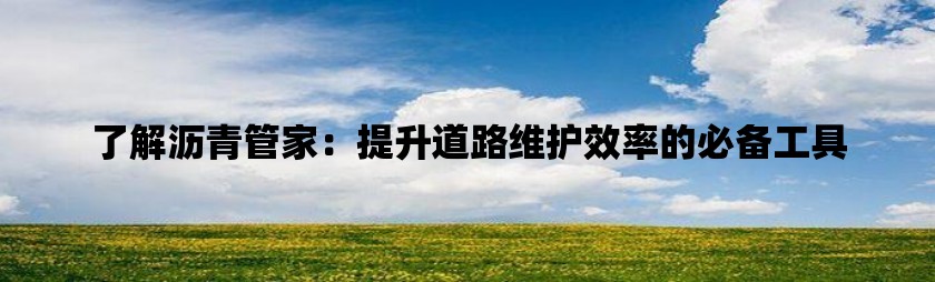 了解沥青管家：提升道路维护效率的必备工具
